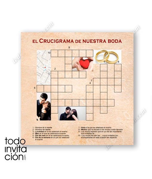 invitacion de boda crucigrama