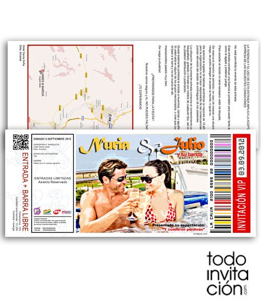 invitacion de boda entrada de concierto