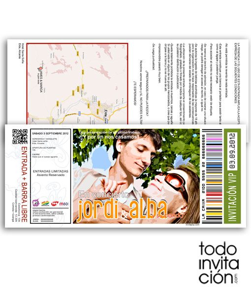 invitacion de boda entrada de concierto