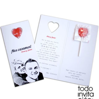 invitacion de boda piruleta original