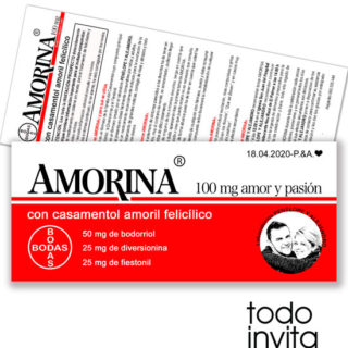 invitacion original de boda medicamento amorina