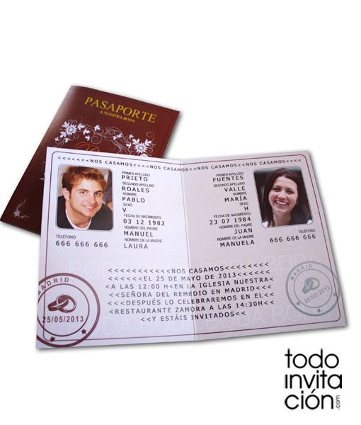 invitacion de boda pasaporte