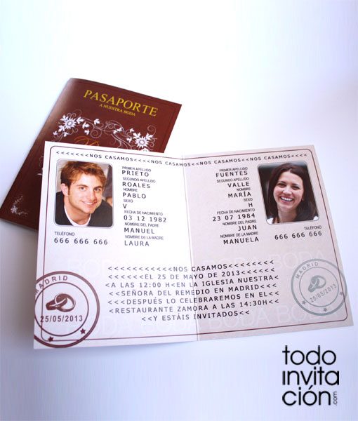 invitacion de boda pasaporte