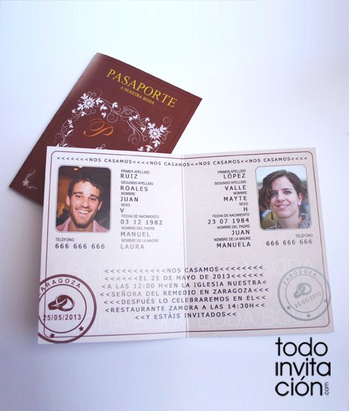 invitacion de boda pasaporte