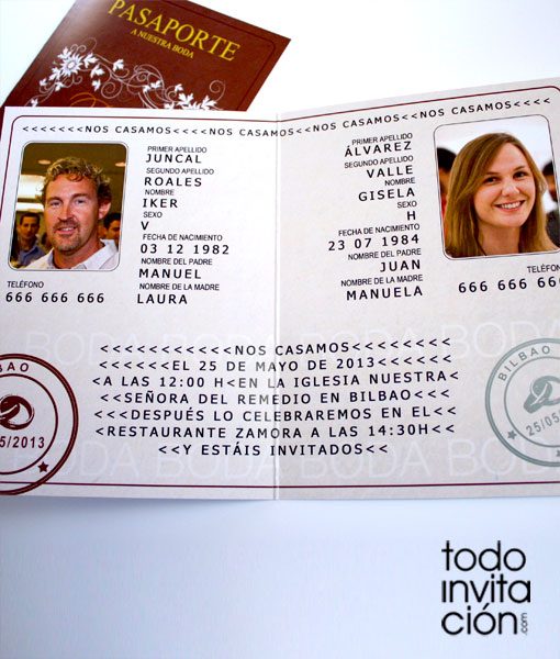 invitacion de boda pasaporte