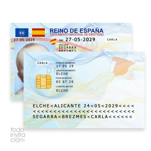 invitación recuerdo bautizo tarjeta DNI