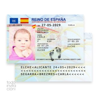 invitación recuerdo bautizo tarjeta DNI