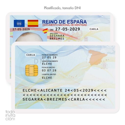 Recuerdo bautizo carnet DNI plastificado