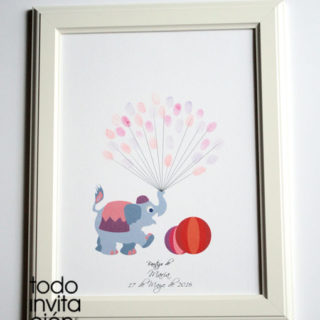 Cuadro de huellas bautizo elefante