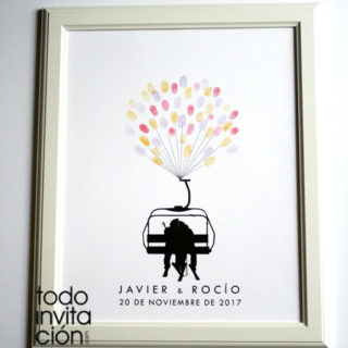 cuadro de huellas boda telesilla esquí
