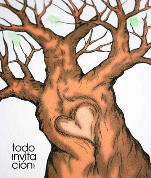 Cuadro de huellas bodas arbol corazon