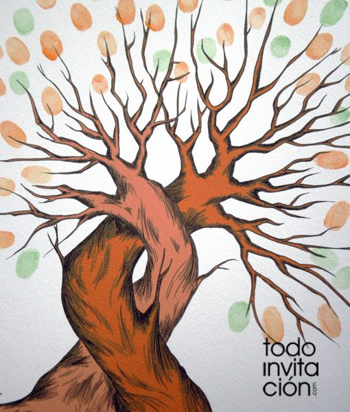 cuadro de huellas boda arbol duo