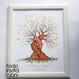 cuadro de huellas boda arbol duo