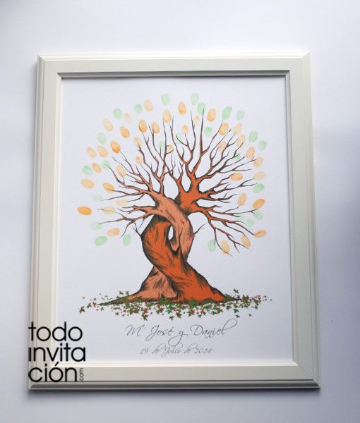 cuadro de huellas boda arbol duo