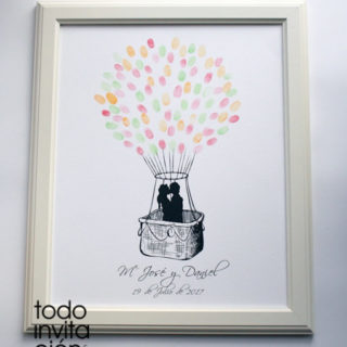 cuadro de huellas boda globo