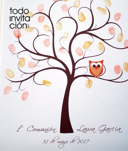 cuadro de huellas comunion buhos