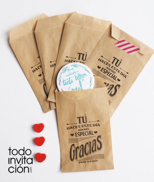 BOLSAS KRAFT GRANDES “GRACIAS 2” .Bautizo y comunión – PACK 20 und. -  Todoinvitacion- invitaciones y detalles diferentes