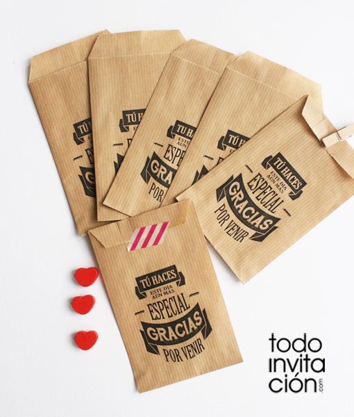 Bolsas para Regalo con Frases de Agradecimiento