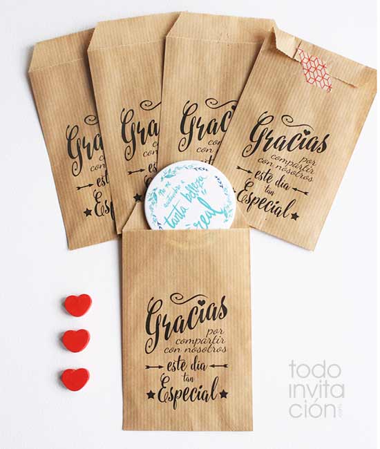 BOLSAS KRAFT PEQUEÑAS “GRACIAS 1” Bodas – PACK 20 und