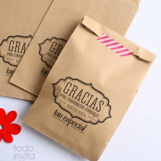 bolsa kraft gracias detalles y regalos comunion bautizo
