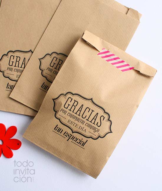 BOLSAS KRAFT GRANDES “GRACIAS 2” .Bautizo y comunión – PACK 20 und. -  Todoinvitacion- invitaciones y detalles diferentes