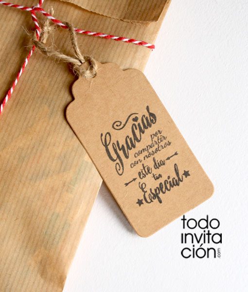 ETIQUETAS KRAFT "GRACIAS 1" - Pack 20 und. - Invitaciones ...