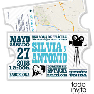 invitacion de boda original entrada de cine