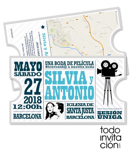 invitacion de boda original entrada de cine