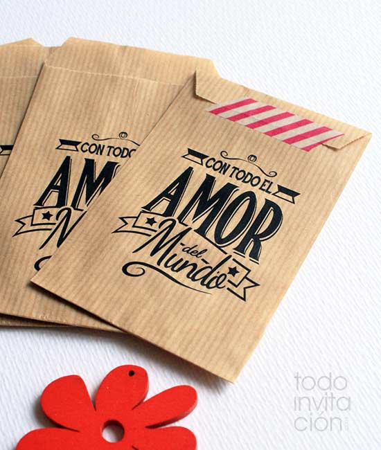 BOLSAS KRAFT PEQUEÑAS “GRACIAS 1” Bodas – PACK 20 und