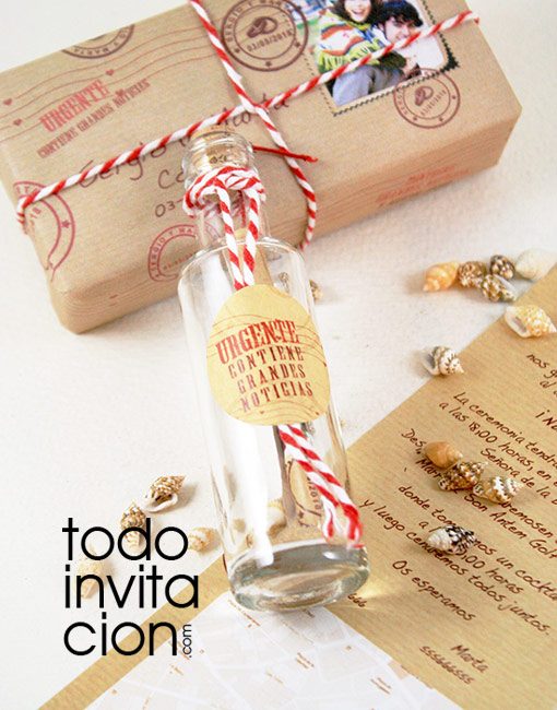 invitacion original boda mensaje botella