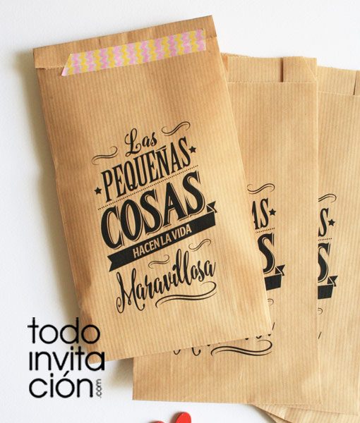 bolsa de kraft mensaje cualqueir evento boda comunion bautizo