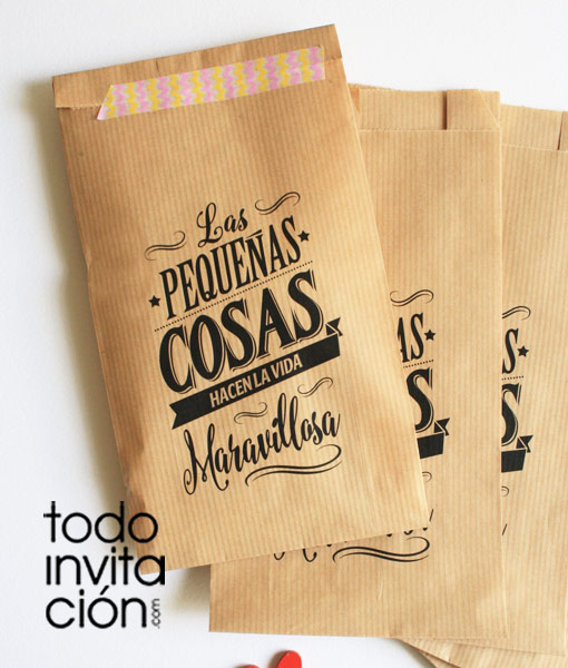 Bolsas papel kraft con mensaje para eventos y tiendas