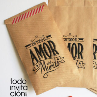 bolsa de kraft mensaje cualqueir evento boda comunion bautizo