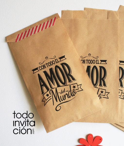 bolsa de kraft mensaje cualqueir evento boda comunion bautizo