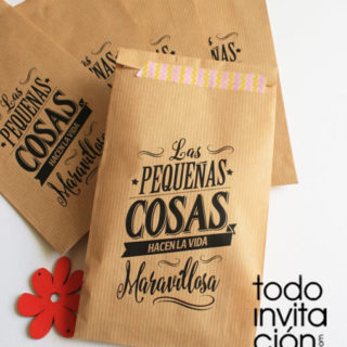 bolsa de kraft mensaje cualqueir evento boda comunion bautizo