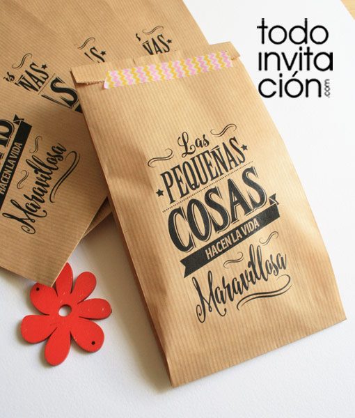 bolsa de kraft mensaje cualqueir evento boda comunion bautizo