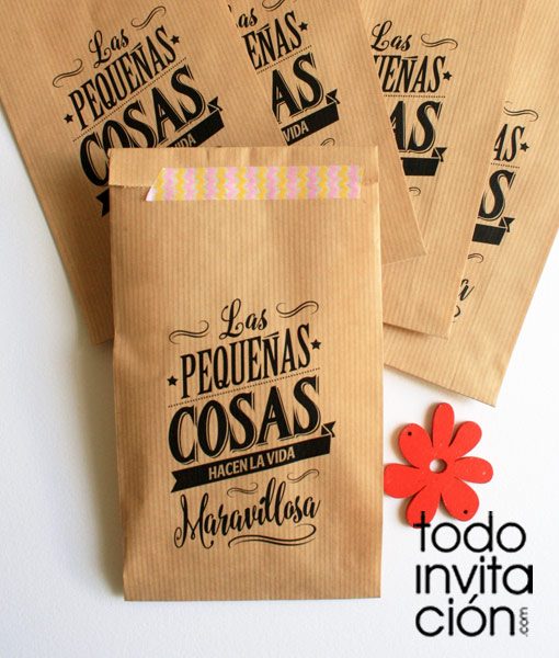 bolsa de kraft mensaje cualqueir evento boda comunion bautizo