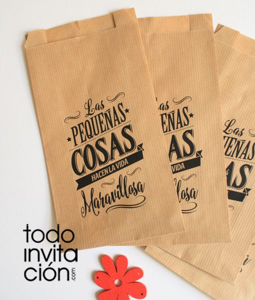 bolsa de kraft mensaje cualqueir evento boda comunion bautizo