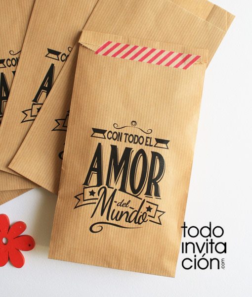 bolsa de kraft mensaje cualqueir evento boda comunion bautizo