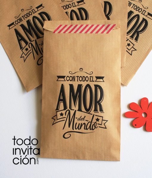 bolsa de kraft mensaje cualqueir evento boda comunion bautizo