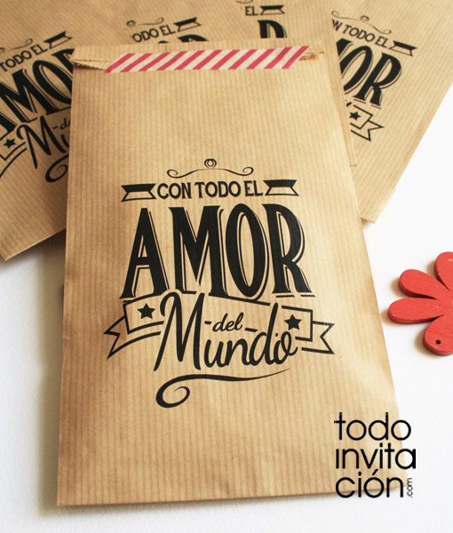 bolsa de kraft mensaje cualqueir evento boda comunion bautizo