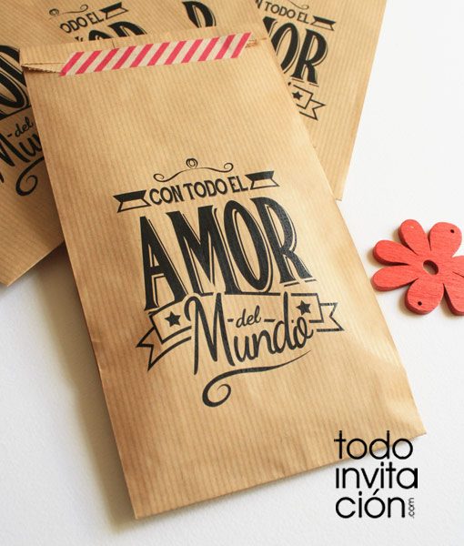 bolsa de kraft mensaje cualqueir evento boda comunion bautizo