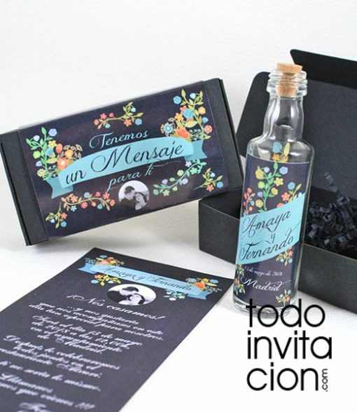 invitacion de boda original mensaje en botella