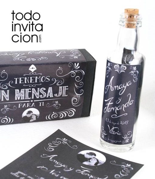 invitacion de boda original mensaje en botella