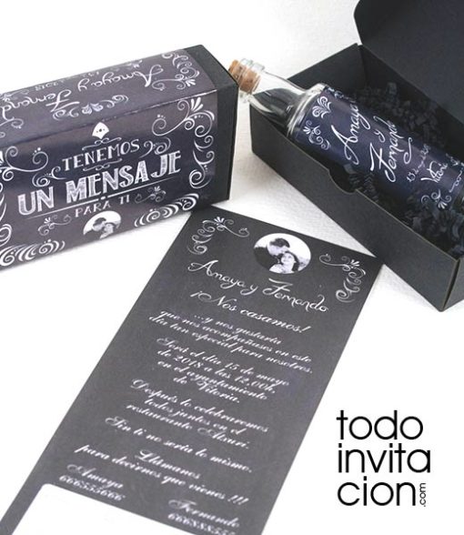 invitacion de boda original mensaje en botella