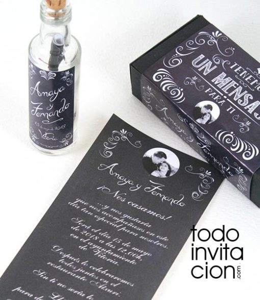 invitacion de boda original mensaje en botella