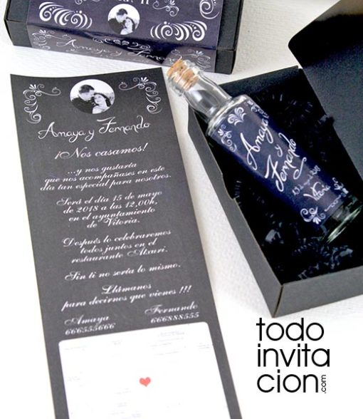 invitacion de boda original mensaje en botella