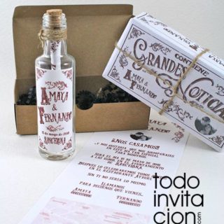 invitacion de boda original mensaje en botella