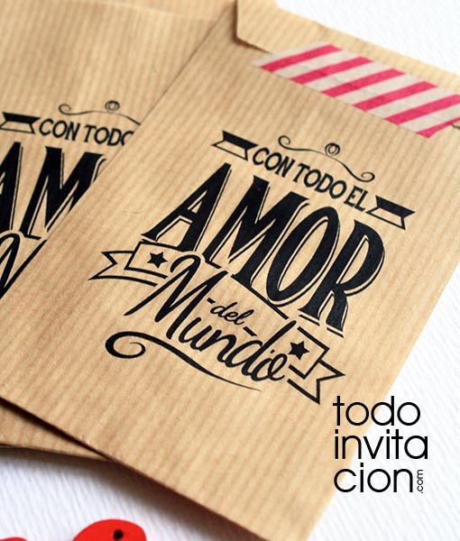 BOLSAS KRAFT PEQUEÑAS “GRACIAS 1” Bodas – PACK 20 und. - Todoinvitacion-  invitaciones y detalles diferentes