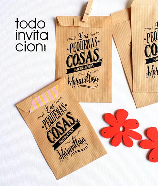 BOLSAS KRAFT PEQUEÑAS “GRACIAS 1” Bodas – PACK 20 und. - Todoinvitacion-  invitaciones y detalles diferentes